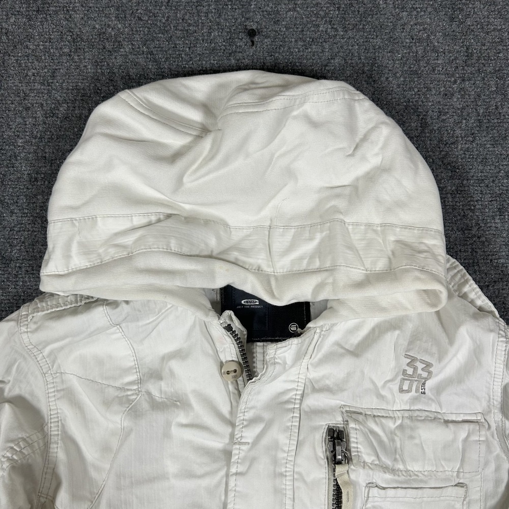 G-Star RAW Hooded Utility Biker Jacket - Off-White/Cream Women's Large #2610 - Picture 4 of 10